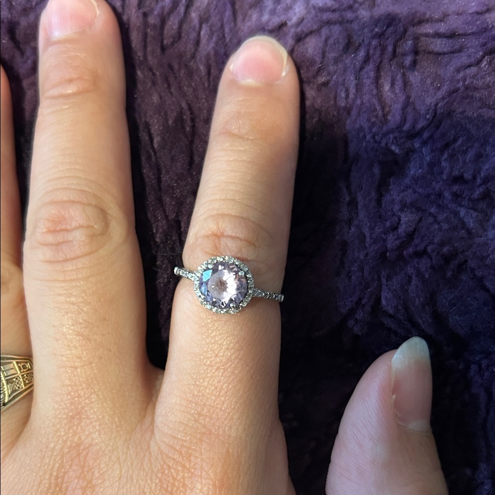 Elegant Silver and Purple Gemstone Ring